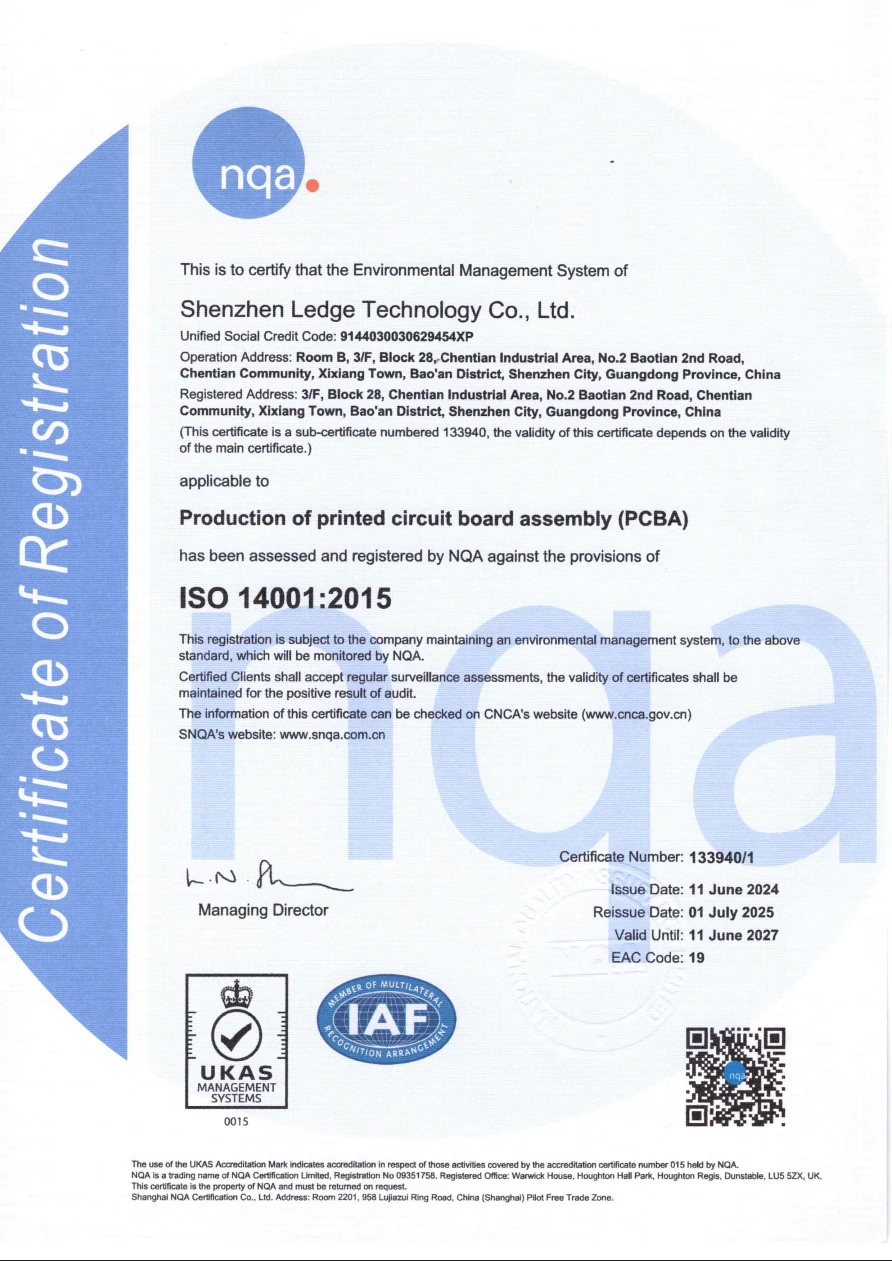 ISO 14001 certificate